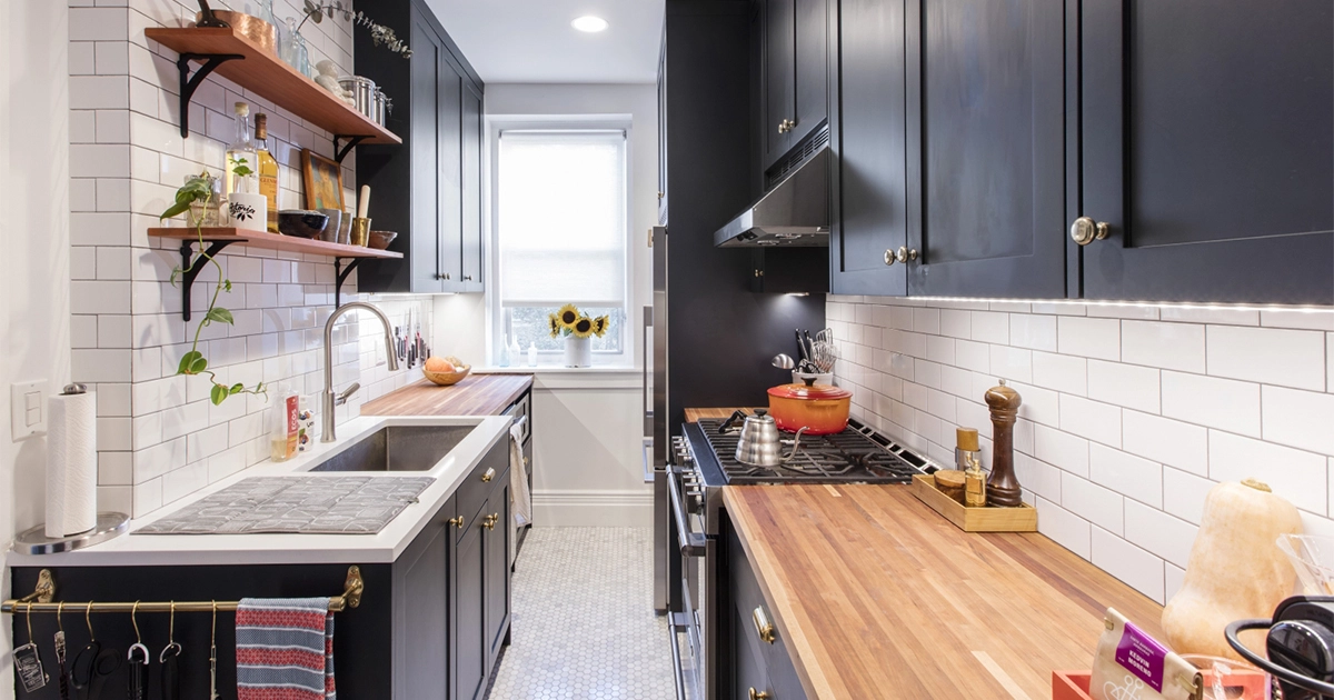 narrow space kitchens for small homes